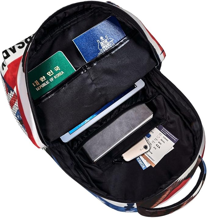 Men Women Lightweight 250 Years American 250th Anniversary USA Flag Art Casual Daypack Large Capacity Bookbag With Adjustable Shoulder Straps for Gym Business Bicycle
