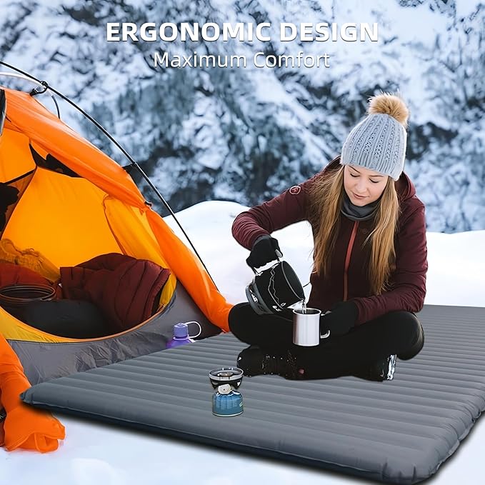 R-Value 6.9 Insulated Sleeping Pad – Inflatable & Ultralight for Winter Camping, Backpacking & Cold Weather – Self-Inflating, Non-Slip, 77.5”x39” with Pump Sack & Storage Bag