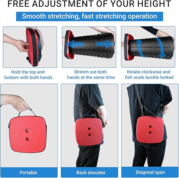 Upgraded Square Folding Stool, Max Load Capacity 485lbs, Portable Collapsible Seat, Telescoping Foldable Stool for Camping,Fishing,Hiking,Travel