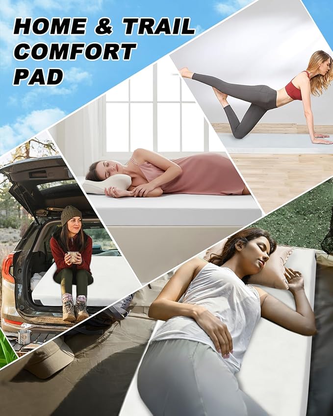Memory Foam Camping Mattress, Roll Up Waterproof Foam Sleeping Mats for Camping, Portable Camping Mattress Pad for Track, Camping, Grey, 75"×38"×2.5"