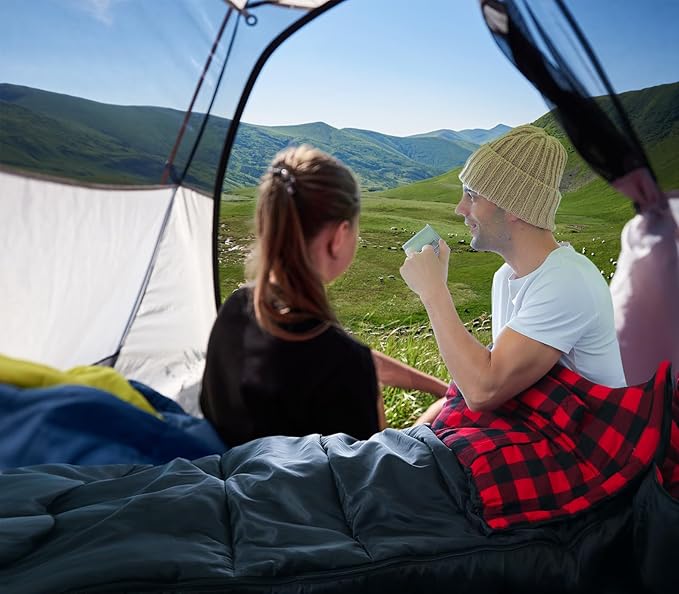 0 Degree Sleeping Bag 100% Cotton Big and Tall Flannel XXL Cold Weather Winter Sleeping Bag for Adults Camping Zero Degree