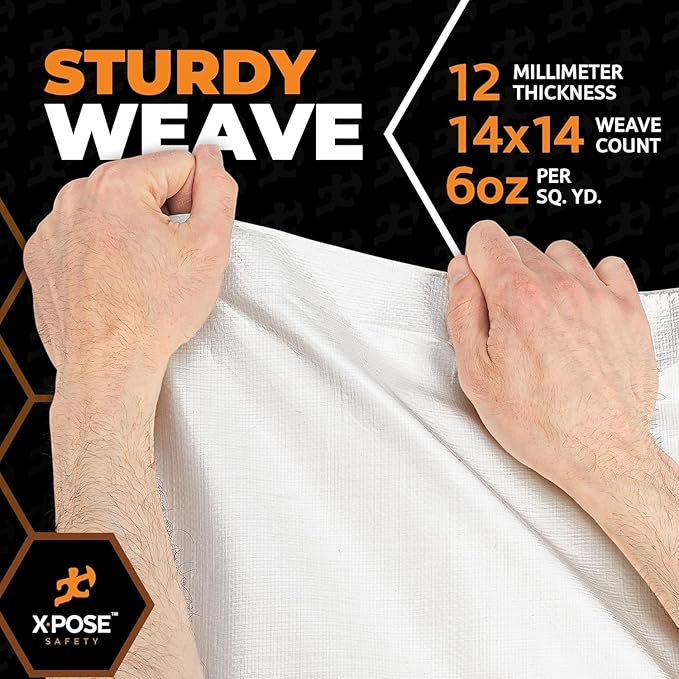 Heavy Duty White Poly Tarp 6' X 30' (2-Pack) - Multipurpose Protective Cover - Durable, Waterproof, Weather Proof, Rip and Tear Resistant - Extra Thick 12 Mil Polyethylene - by Xpose Safety