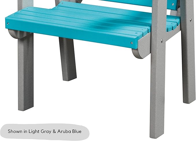 DutchCrafters Modern Horizontal Slat High Back Poly Outdoor Patio Chair (White & Blue)