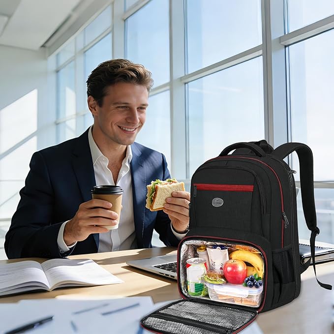 MATEIN Mens Backpack with Lunch Box, Sturdy Padded 17 Inch Laptop Backpack for College, Water Resistant TSA Work Bag with Cooler Compartment, Large Computer Bag for Campus Class Commute