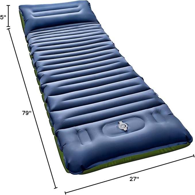 Sleeping Pad, Ultralight Inflatable Sleeping Pad for Camping with Pillow & Pump, Air Mattress Super Portable, Great for Camping Gear, Hiking, Side or Lounging Sleeper (Blue)
