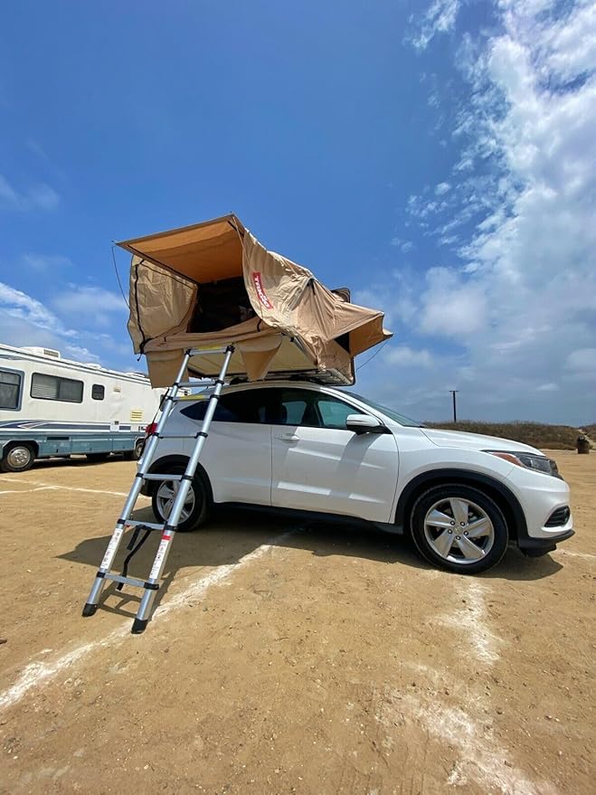 Takao Hardshell Roof Top Camp Tent - Khaki for Cars Trucks SUVs Fits 4 Person