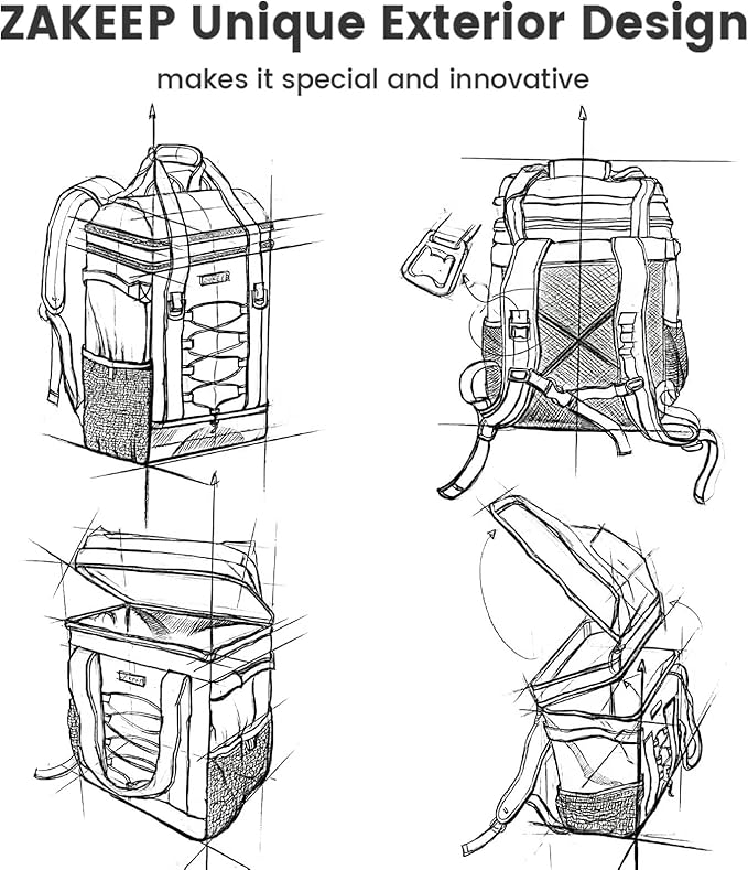 Cooler Backpack, 36 Cans Multifunctional Leakproof Cooler Backpack with Padded Top Handle, Mesh Pocket for Camping BBQ