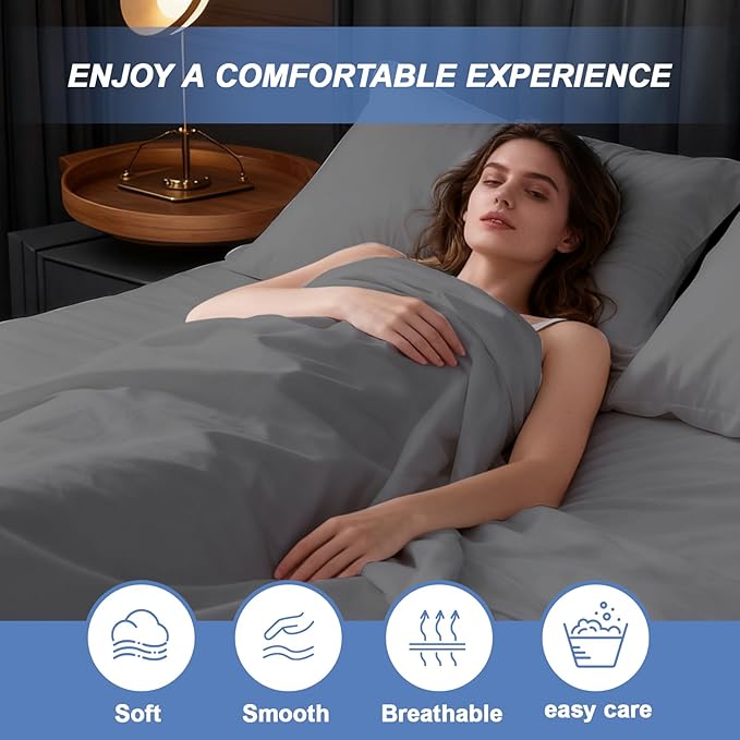 Peryiter 3 Pcs Queen Air Mattress Sheets Set Deep Pocket Queen Sheets for 16-23 Inch Bed, Fitted Sheet with Inflation Opening, Soft Breathable Sturdy for Guests, Camping, Rvs(79.92 x 59.84,Grey)