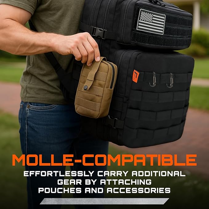 GunZee Tactical Backpack, 40-Liter MOLLE-Compatible Bug-Out Bag for Travel, Work, Camping, Hiking, Hunting, Fishing, and Military Use, Assault and Range Bag, Rucking Backpack for Men and Women