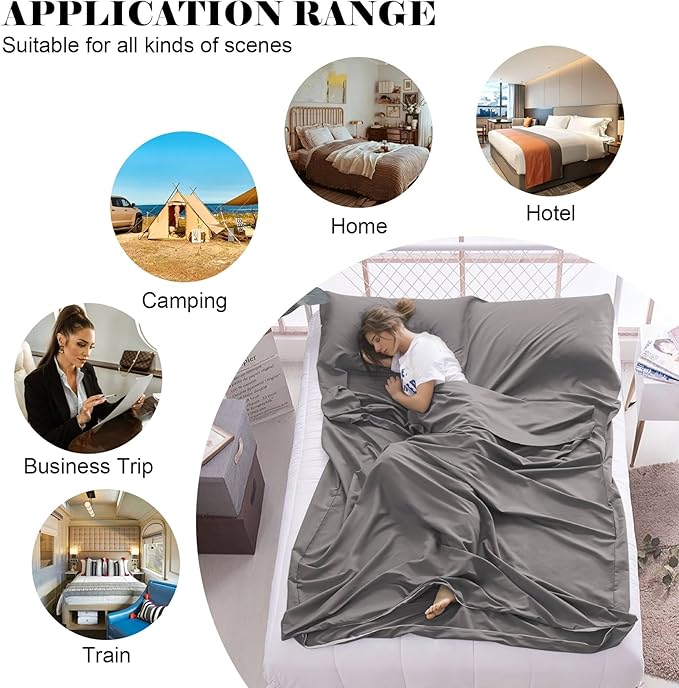 Sleeping Bag Liner,Travel Sheet & Adult Sleep Sack, Camping Sheets Travel Sleep Sack for Backpacking,Hotels & Hostels -Lightweight Single &Double Travel Sheet Camping Sheets