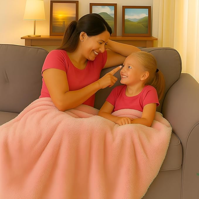 Melissa Large Travel Blanket and Inflatable Pillow Set - 69โ x 43.3โ โ Soft Blanket with Carry Bag โ Lightweight, Compact & Washable for Backpacking, Hiking, Airplane, Car, Office, Camping (Pink)