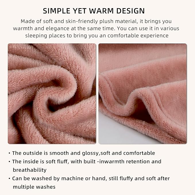 Melissa Large Travel Blanket and Inflatable Pillow Set - 69โ x 43.3โ โ Soft Blanket with Carry Bag โ Lightweight, Compact & Washable for Backpacking, Hiking, Airplane, Car, Office, Camping (Pink)