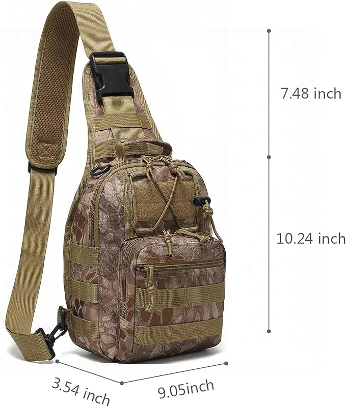 Viriber Tactical Backpack, Waterproof Military Cross-body Molle Sling Shoulder Backpack Chest Bag for Outdoor Every Day Carry Khaki CP
