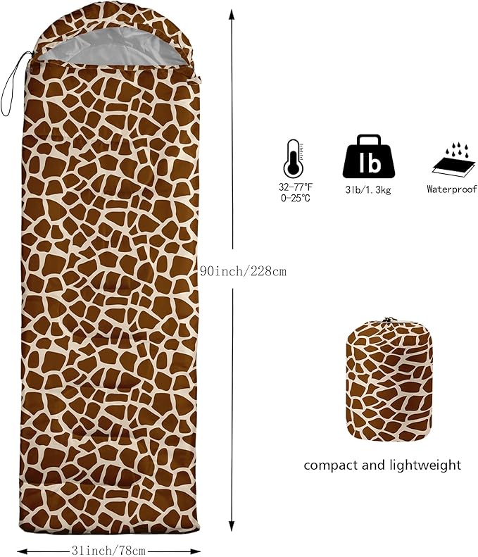 QOOMO Animals Camping Sleeping Bags,3 Season Warm & Cool Weather,Lightweight,Waterproof Sleeping Bags for Adults & Kids,Traveling,and Outdoors,Camping Gear Equipment