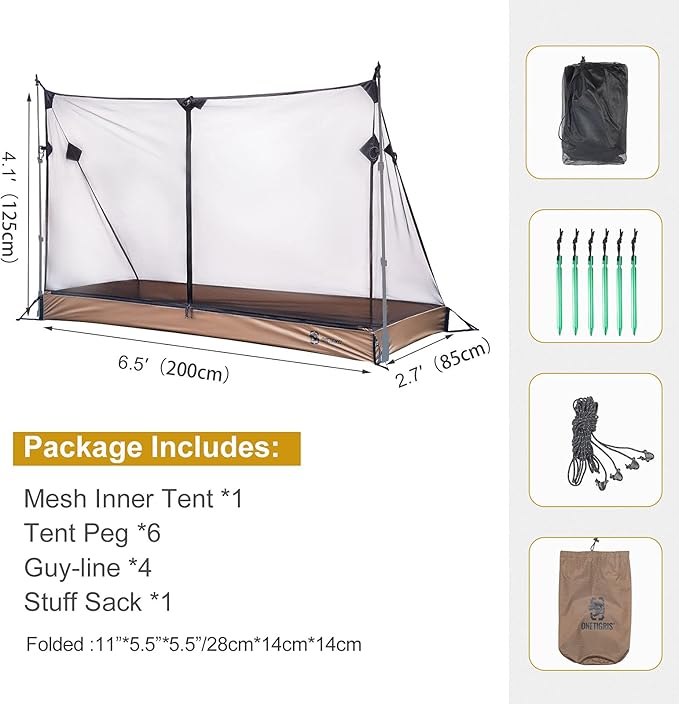 OneTigris Solo Mesh Tent, Ultralight Screen House with 3000 Waterproof Bathtub Floor for Camping Hiking Backpacking Traveling Fishing Patio