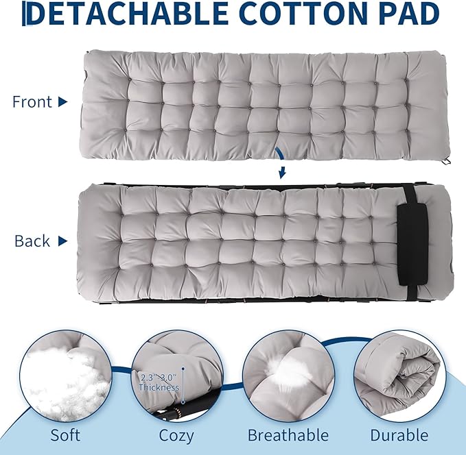 Camping Cot for Adults, Folding Bed with Thick Removable Mattress, Camping Bed Applicable to Travel Bed Outdoor, Home, Guest & Office Nap, Max 400LBS Load, 170cm(66.93")