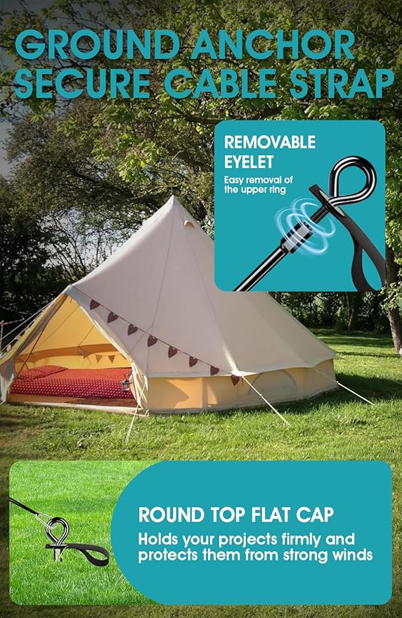 Trampoline Anchors Set of 4 - Heavy Duty Trampoline Stakes - Ground Anchors Resistant High Wind - Ground Stakes Heavy Duty with Straps