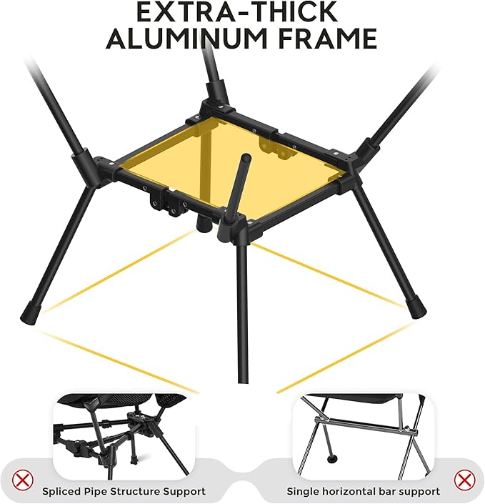 Aluminum Camping Chair with Storage Bag, 400lb Capacity, Roomier & Compact Folding Chairs for Adults, Lightweight & Portable for Backpacking, Camping, Fishing, Hiking