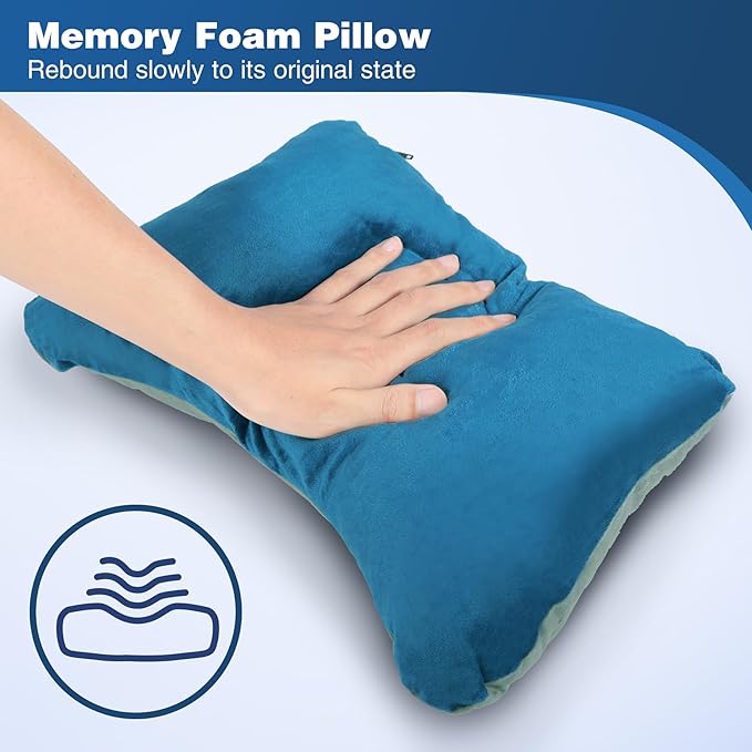 REDCAMP Memory Foam Camping Pillow, Lightweight Small Confortable Travel Pillow with Removable Pillow Cover, Easy to Clean