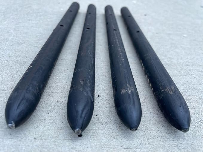 Sandbaggy Round Steel Concrete Form Stakes with Nail Holes - Rust Resistant Coating - Removable, Reusable (80, 3/4 in X 12 in)