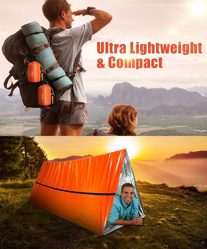 Timok Emergency Sleeping Bags Thermal-Emergency-Blankets Ultralight Space Blankets Survival Waterproof Bivy Sack Multi-Purpose Survival Gear for Hiking, Camping, First Aid Kits, Outdoor Survival Gear