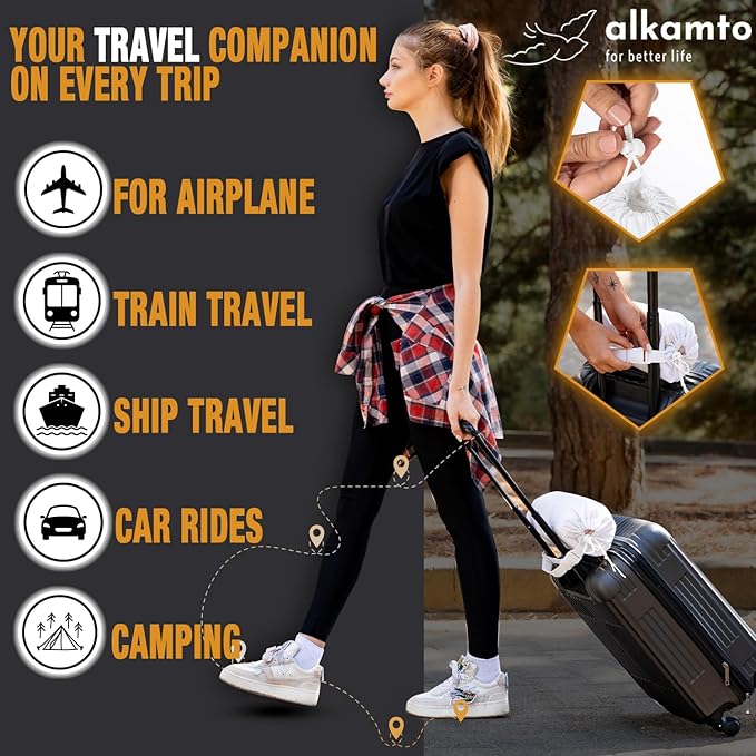 alkamto Travel & Camping Comfortable Memory Foam Pillow – Easy to Carry Portable Bag – Temperature Regulating Pillow Case (Pink Contour + Extra Cover)