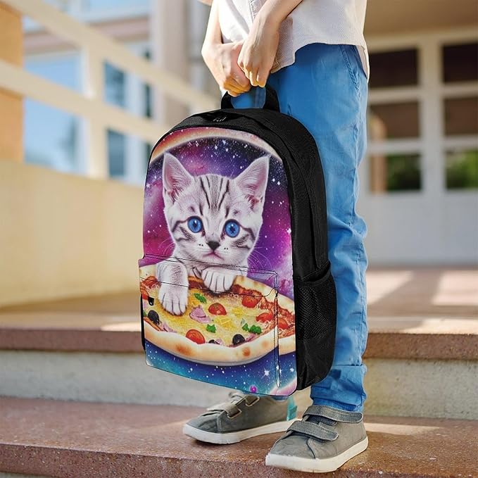 Supdreamc Men Women Polyester Galaxy Taco Cat Pizza Casual Daypack Large Capacity Carry On Bag With Adjustable Shoulder Straps for Camping Work Running