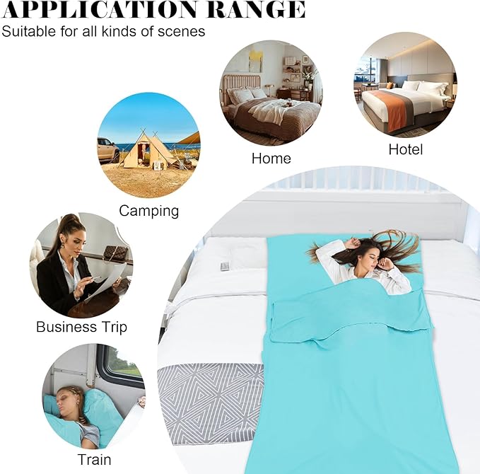 Sleeping Bag Liner,Travel Sheet & Adult Sleep Sack, Camping Sheets Travel Sleep Sack for Backpacking,Hotels & Hostels -Lightweight Single &Double Travel Sheet Camping Sheets