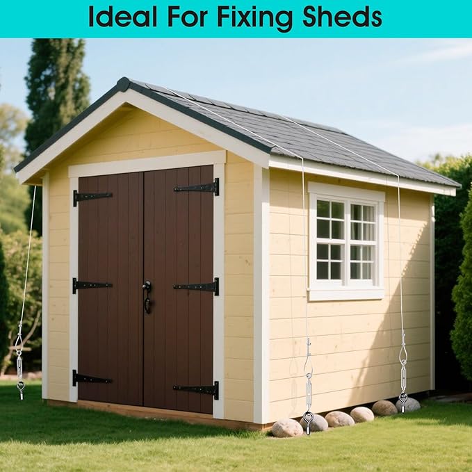 27" Ground Anchors Heavy Duty Shed Anchors Kit, Mobile Home Anchor with 3/16" Galvanized Cable and Turnbuckles for Sheds Canopy Gazebo Trampoline Swing Set(8x27in)