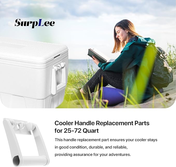 Replacement Cooler Handles Parts for 25-72 Qt Coolers,High Strength Plastic Cooler Handles and Screws Kit -2 Pack