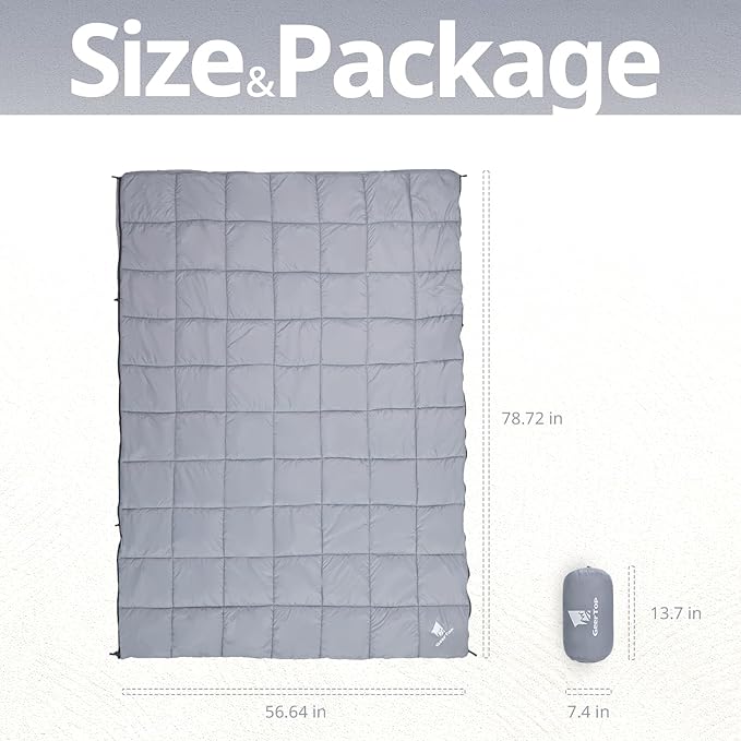 GEERTOP Lightweight Outdoor Camping Blankets for Adults, Compact Travel Blanket for Hiking Backpacking All Weather Sleeping Bag Quilt for Beach, Park, Stadium