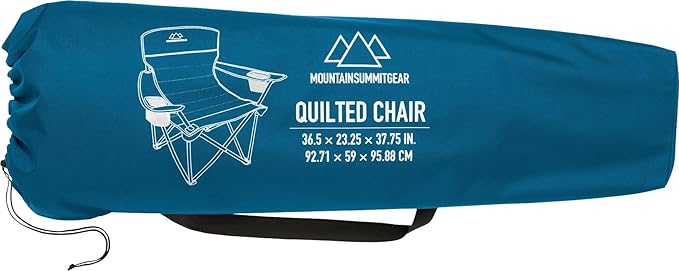 MOUNTAIN SUMMIT GEAR Quilted Standard Camping Chair with Padded Seat and Back for Camping/Hiking/Backpacking Made by Caddis Sports (Standard Chair (Blue))