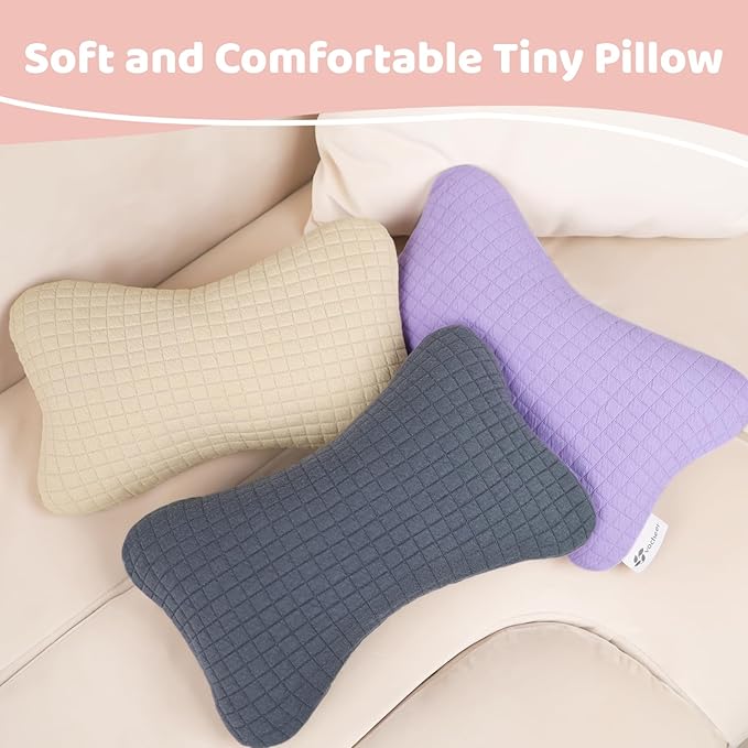 vocheer 11x7in Mini Travel Pillow, Small Pillows for Sleeping, Tiny Pillows for Neck, Wrist, Lumbar and Knee, Pets Pillow, Cotton, Cover Removable, Machine Washable (Purple-2PC)