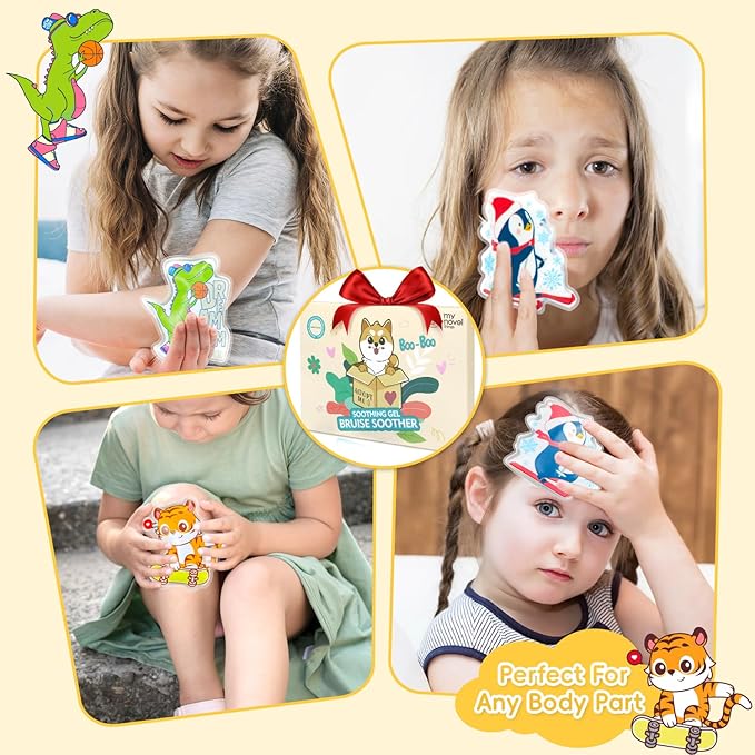 Kids Ice Packs for Boo Boos, 3 Packs Toddler Gel Ice Packs for Injuries Reusable, Hot Cold Compress for Children's Fever Pain Relief, Wisdom Teeth, First Aid, Bumps & Bruises