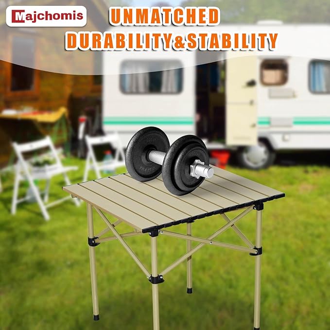 Portable Folding Camping Table Lightweight with Carry Bag, Small Folding Table for Outdoor Camping, Cooking, Picnic, Camp, Boat, Travel (20.8 inch Beige)