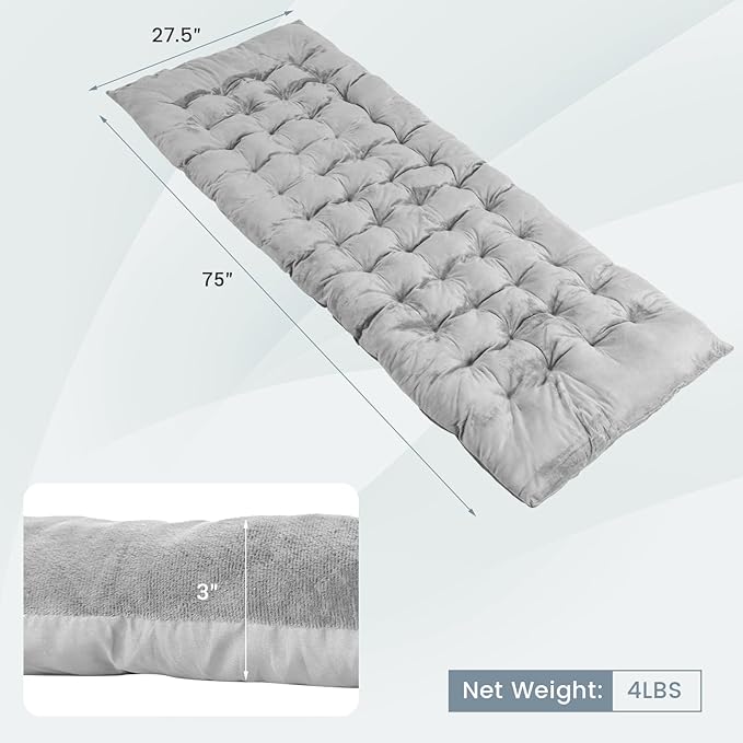 GOFLAME Camping Cot Mattress, Sleeping Cot Pad with Soft and Breathable Crystal Velvet, 75” x 27.5” Lightweight Comfortable Camping Cot Pad for Outdoor Hiking Vacation Traveling
