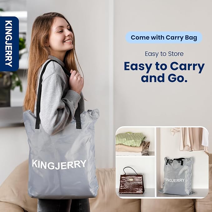 KINGJERRY Queen Air Mattress with Built in Pump, 4 Portable Handles, 18" Raised Comfort, Leak-Tested, Anti-collapse Design, 3 Mins Inflation, 800lb Support Inflatable Mattress for Home Guest & Camping