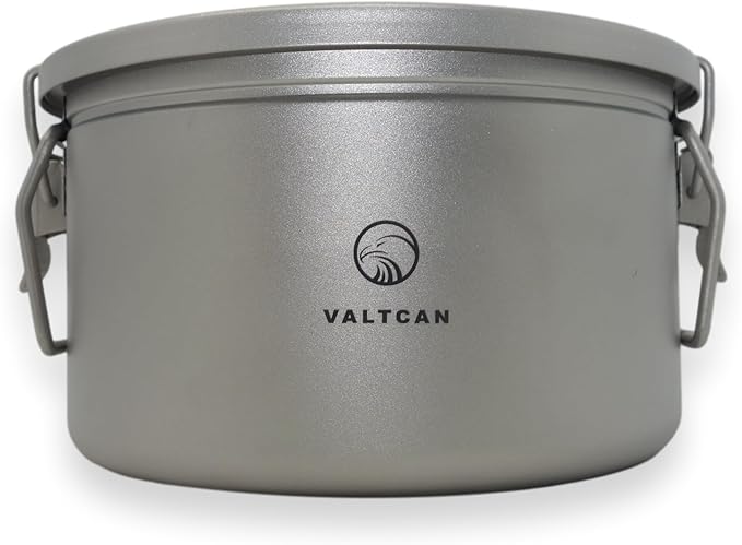 Valtcan 2000ml Titanium Rice Cooker Pot Home and Camping Backpacking Bento Lunch Box with locking Lid for Rapid Easy Rice Making