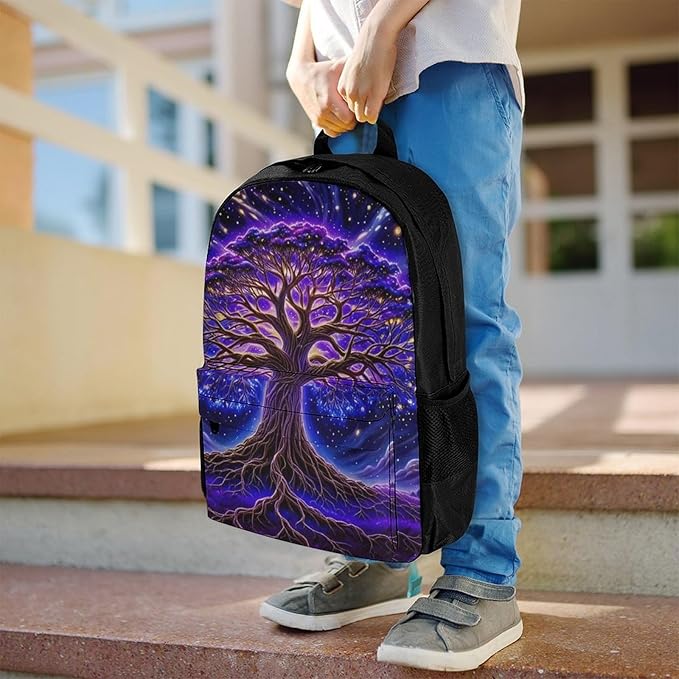 Supdreamc Rucksack Anti-Theft Multipurpose Big Capacity Carry On Bag, Magical Universe Tree Of Life Art Traveling Camping Backpack With Side Pockets