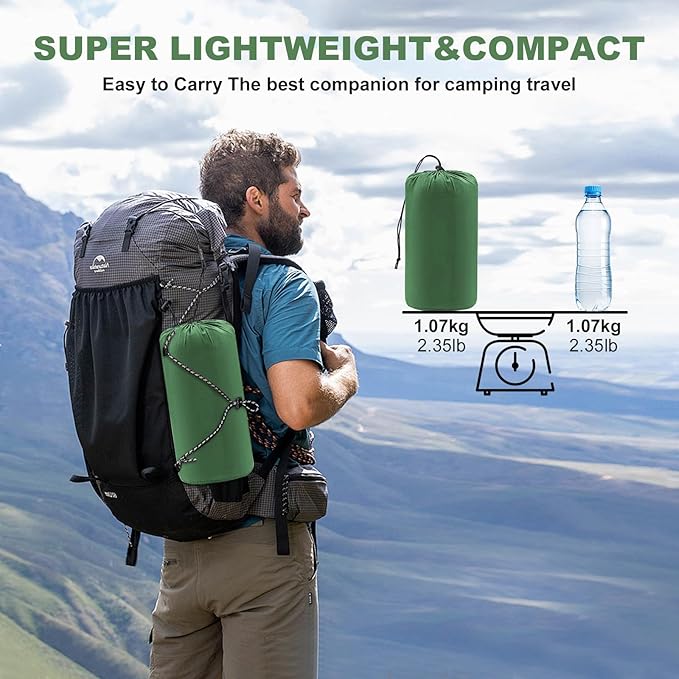 Camping Sleeping Pad with Pillow: Extra Thick 4.7 Inch Ultra-Light Self Inflating Air Mattress, Lightweight Compact Inflatable Sleep Mat for Backpacking, Hiking, Tent (Olive Green)