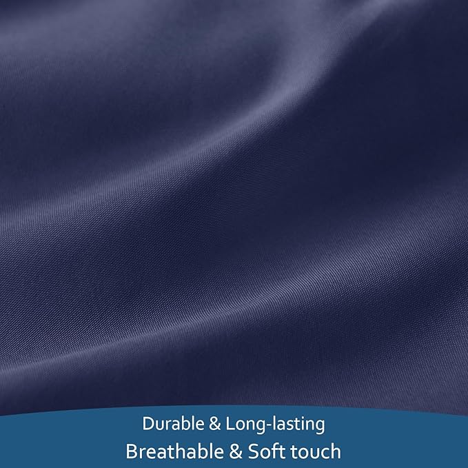 Air Mattress Queen Sheet Set - Deep Pocket 4 Piece Queen Size Sheet Set - Breathable & Fade Resistant Easy Fits 16in to 24in Pillow Top Bed Mattress - Navy Blue