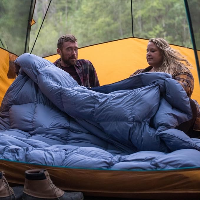 HEST Packable Down Comforter for Camping, Double Size - Warm Outdoor Puffy Blanket, Down Blanket with 50-L Tote, Hydrophobic Duck Down - Perfect for Hiking, Camping, Backpacking & Outdoor Adventures