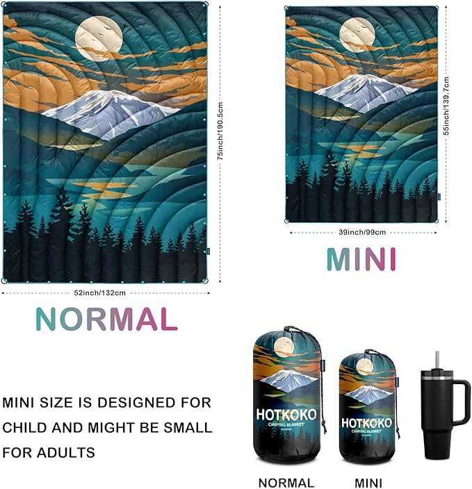 Camping Blanket,Lightweight Puffy Printed Camping Blanket Packable Outdoor Blanket for Camping,Traveling, Stadium, Hiking, Picnics