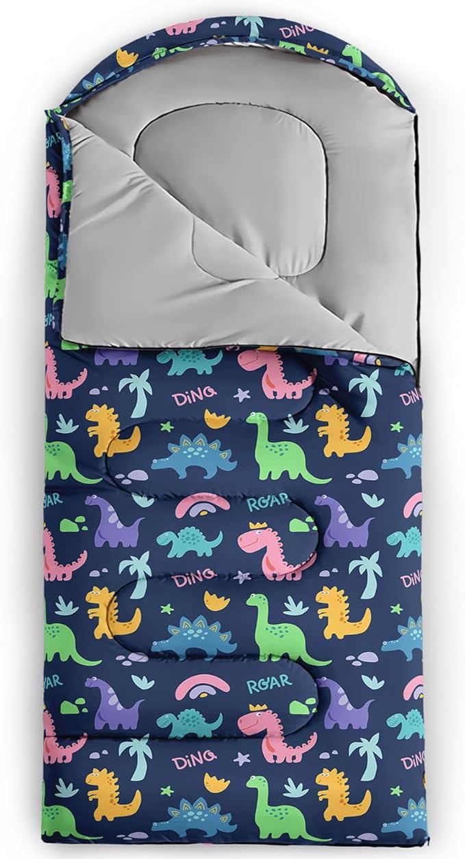AILONEN Boys Sleeping Bag for Camping,Nautical Anchor,Lightweight & Waterproof,3 Season Warm & Cool Weather,Navy Blue Sleeping Bags for Kids Men Travelling,Outdoors