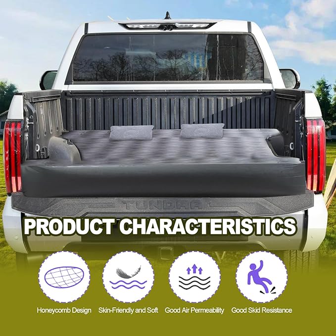 Vrasly Inflatable Truck Bed Air Mattress / 5.5ft to 5.8ft Truck Box/Converts to Full Double Size Bed/Inflatable Truck Bed Mattresses for Short/Mattress Mats with Pump&Carry Bag