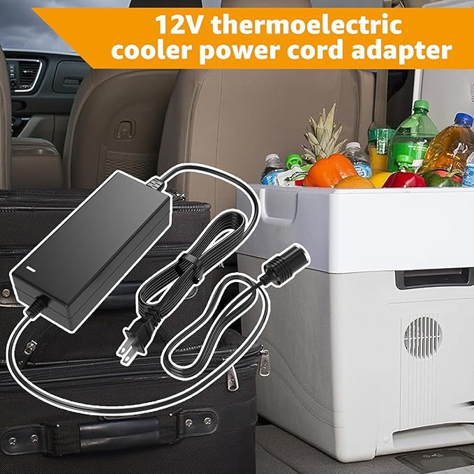 Power Cord Compatible with Coleman,Stirling Electric Cooler,Replacement for Coleman 40 Quart PowerChill Thermoelectric Cooler Power Supply