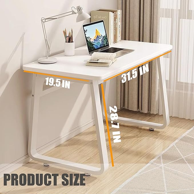 Computer Desk Modern Simple Style Desk for Home Office, 31.5 inch White Small Writing Table Study Corner Work Desk for Bedroom