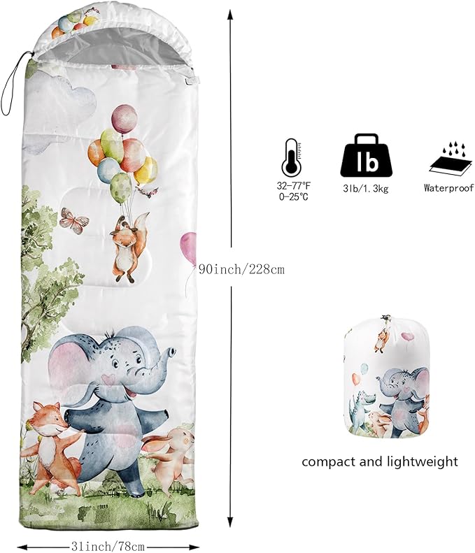Sleeping Bags for Adults and Kids Camping Sleeping Bags for Girls and Boys Lightweight Waterproof Cold/Warm Sleeping Bag for 3 Season