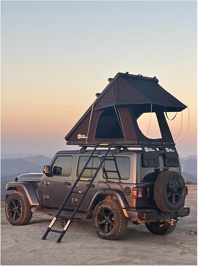 Hard Shell Rooftop Tent with Solar Panel & Winter Thermal Layer | 2-Person All-Weather for Jeep SUV Truck Van | 4-Season Hardshell Camping