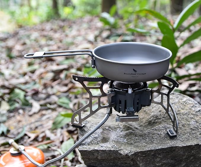 Boundless Voyage Ultra-light Titanium Frying Pan with Folding Handle Outdoor Camping Skillet Griddle Tableware Titanium Pan Ti15170B